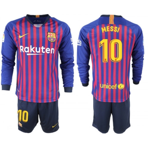 Домашняя футболка Барселоны с длинным рукавом Месси 2018-2019