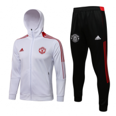 Манчестер Юнайтед спортивный костюм 2021-2022 белый с капюшоном