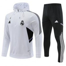 Реал Мадрид спортивный костюм с худи на короткой молнии белый 2022-2023