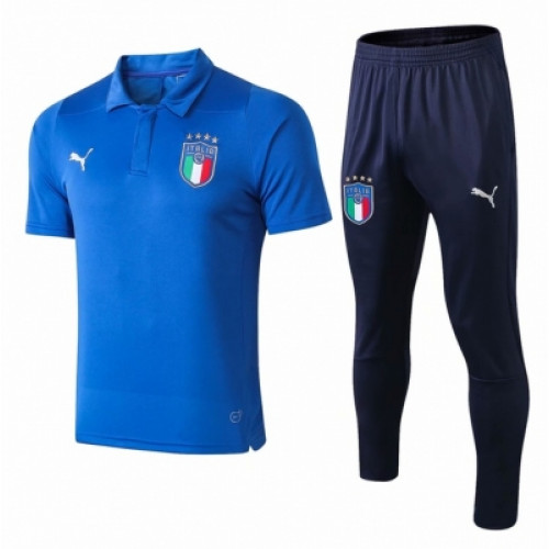Спортивный костюм с поло сборной Италии синий сезон 2018/19